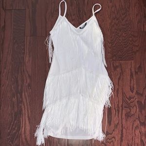 Shein white fringe dress